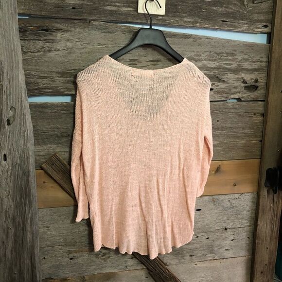 𝅺zara Knit Size Med Pink V-Neck Open Weave Sweater - Picture 3 of 4